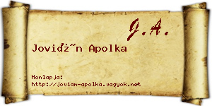 Jovián Apolka névjegykártya